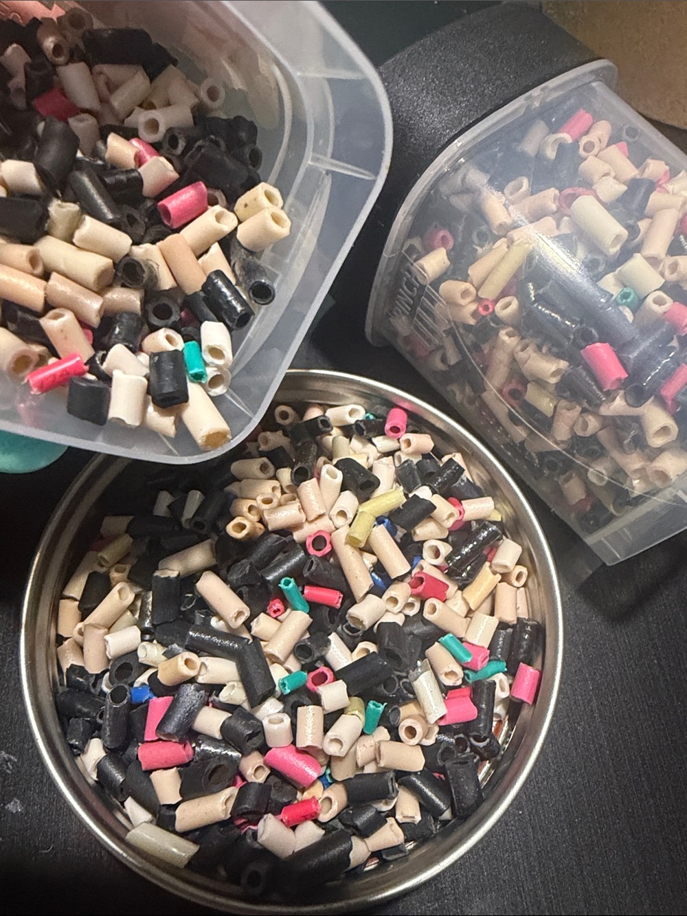 Assorted beads made from up cycled materials